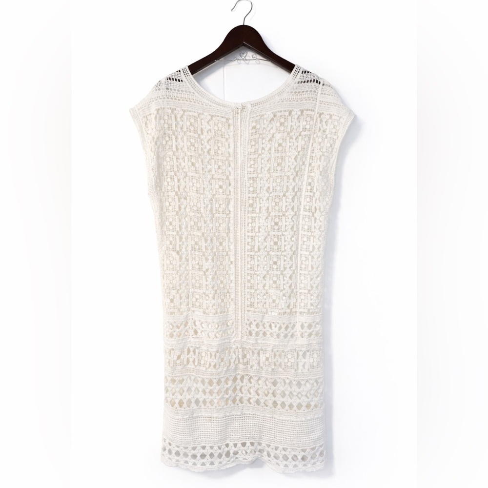 Davi & Dani White Crochet Kimono Duster Swim Cover Up Size S/M Cotton NWOT - Picture 2 of 5